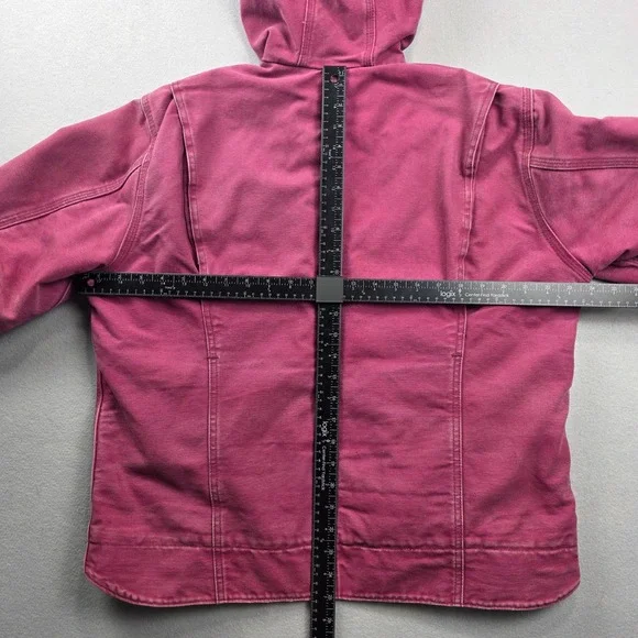 Carhartt WJ141 648 Sherpa Lined Hooded Jacket Raspberry Pink Womens Large 12/14 - Picture 12 of 14